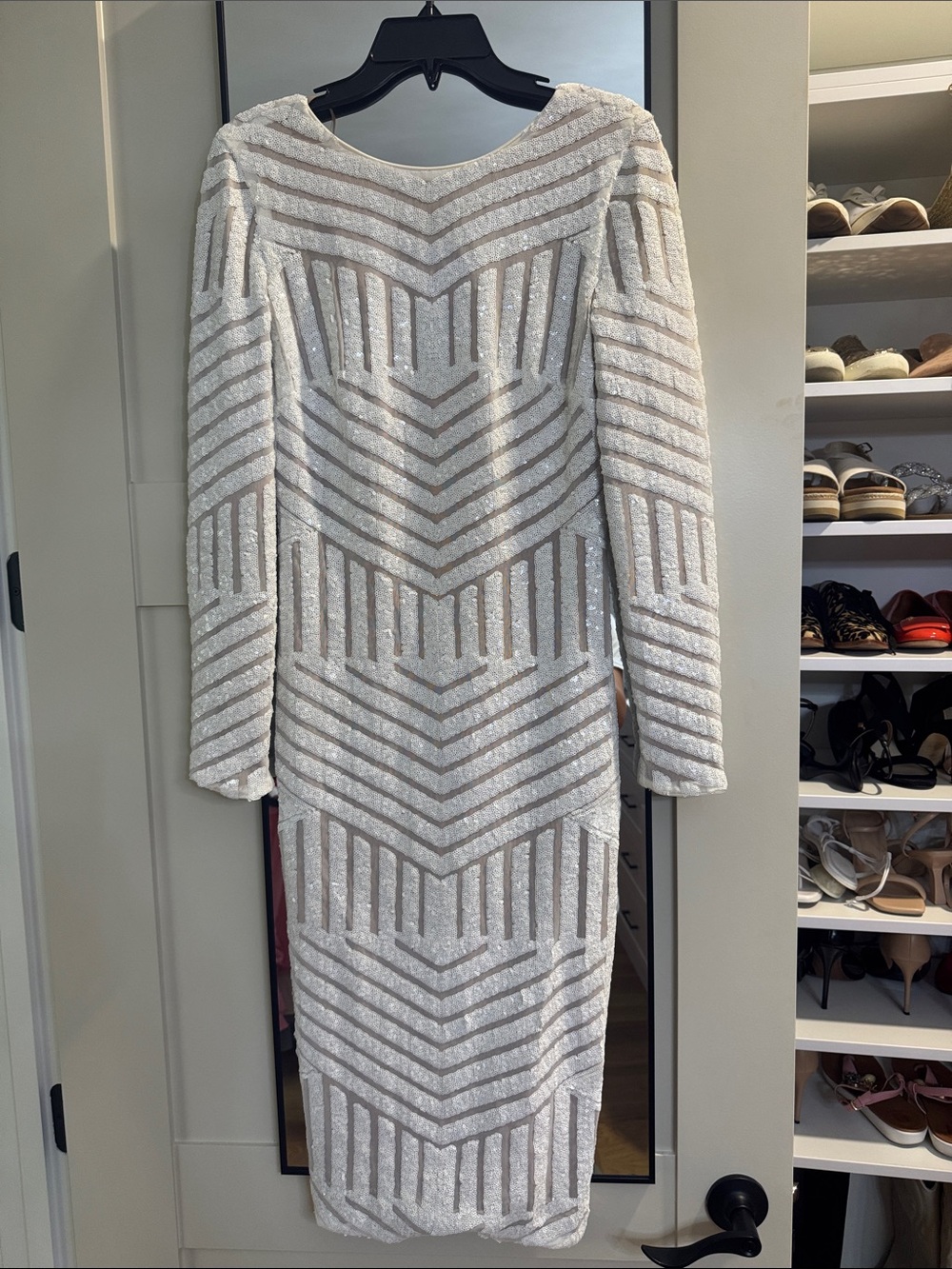 Dress the Population Ivory Sequin Midi Dress
